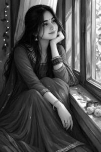 Aesthetic Hidden Face Girl Pic Black and White (119)