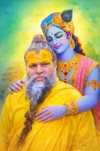 Premanand Ji Maharaj with Radha Krishna 4K Wallpaper (17) Copy