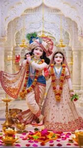 Premanand Ji Maharaj with Radha Krishna 4K Wallpaper (3)